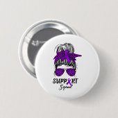 Support Squad Messy Bun Paarse Warrior Heimerheime Ronde Button 5,7 Cm (Voorkant /achterkant)