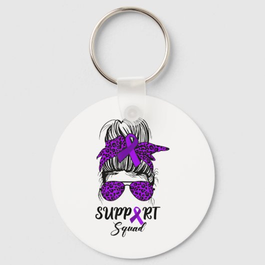 Support Squad Messy Bun Paarse Warrior Heimerheime Sleutelhanger (Voorkant)