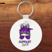 Support Squad Messy Bun Paarse Warrior Heimerheime Sleutelhanger (Voorkant)