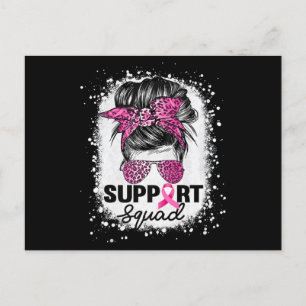 Support Squad Messy Bun Pink Breast Cancer Awarene Briefkaart