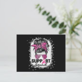 Support Squad Messy Bun Pink Breast Cancer Awarene Briefkaart (Staand voorkant)