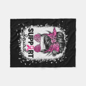 Support Squad Messy Bun Pink Breast Cancer Awarene Fleece Deken (Voorkant (Horizontaal))