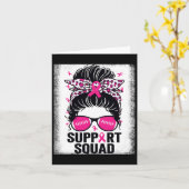 Support Squad Messy Bun Pink Breast Cancer Awarene Kaart (Gele Bloem)