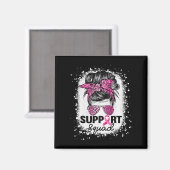 Support Squad Messy Bun Pink Breast Cancer Awarene Magneet (Voorkant / Achterkant)