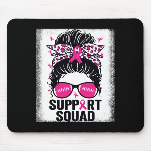 Support Squad Messy Bun Pink Breast Cancer Awarene Muismat (Voorkant)