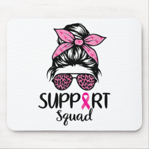 Support Squad Messy Bun Pink Breast Cancer Awarene Muismat