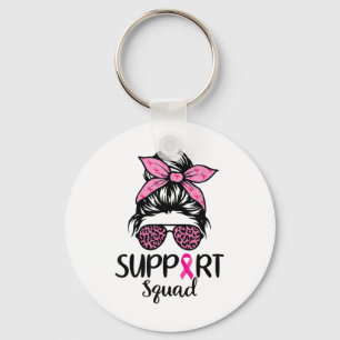 Support Squad Messy Bun Pink Breast Cancer Awarene Sleutelhanger