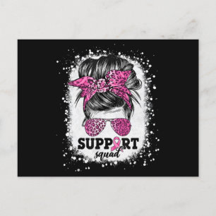 Support Squad Messy Bun Pink Ribbon Breast Cancer Briefkaart