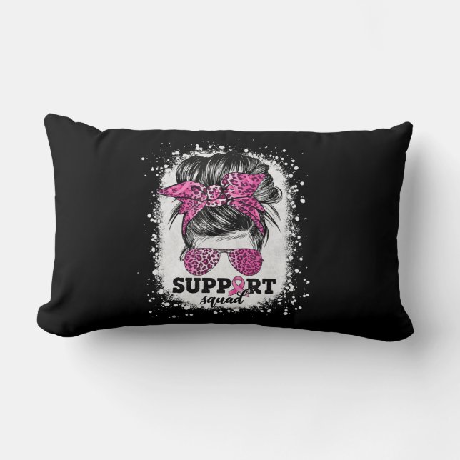 Support Squad Messy Bun Pink Ribbon Breast Cancer Kussen (Voorkant)