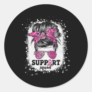 Support Squad Messy Bun Pink Ribbon Breast Cancer Ronde Sticker