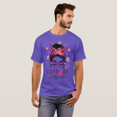 Support Squad Messy Bun Pink Warrior Awareness 2 T-shirt (Voorkant volledig)