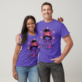Support Squad Messy Bun Pink Warrior Awareness 2 T-shirt (Unisex)