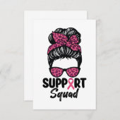 Support Squad Messy Bun Pink Warrior Breast Cancer Bedankkaart (Voorkant / Achterkant)