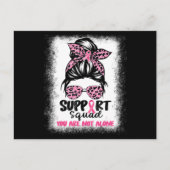 Support Squad Messy Bun Pink Warrior Breast Cancer Briefkaart (Voorkant)