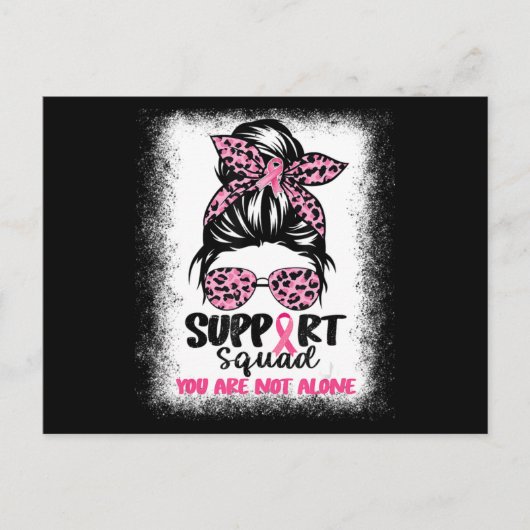 Support Squad Messy Bun Pink Warrior Breast Cancer Briefkaart (Voorkant)