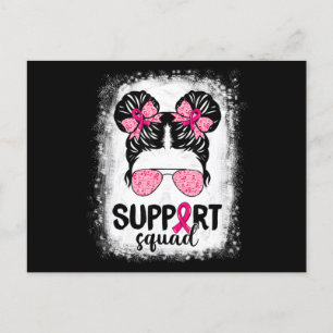 Support Squad Messy Bun Pink Warrior Breast Cancer Briefkaart