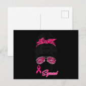 Support Squad Messy Bun Pink Warrior Breast Cancer Briefkaart (Voorkant / Achterkant)