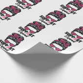Support Squad Messy Bun Pink Warrior Breast Cancer Cadeaupapier (Hoek)