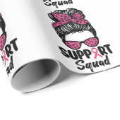 Support Squad Messy Bun Pink Warrior Breast Cancer Cadeaupapier (Rol Hoek)