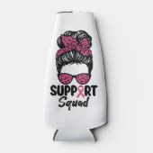 Support Squad Messy Bun Pink Warrior Breast Cancer Flesjeskoeler (Voorkant)