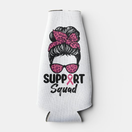 Support Squad Messy Bun Pink Warrior Breast Cancer Flesjeskoeler (Voorkant)