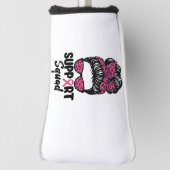 Support Squad Messy Bun Pink Warrior Breast Cancer Golfheadcover (Draai 90)