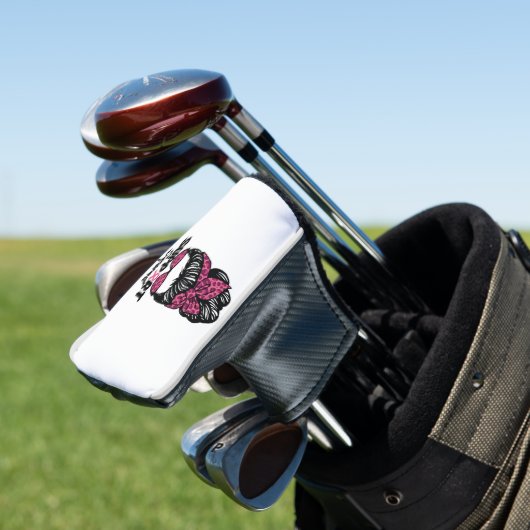 Support Squad Messy Bun Pink Warrior Breast Cancer Golfheadcover (Insitu)
