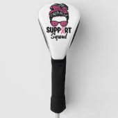 Support Squad Messy Bun Pink Warrior Breast Cancer Golfheadcover (Voorkant)