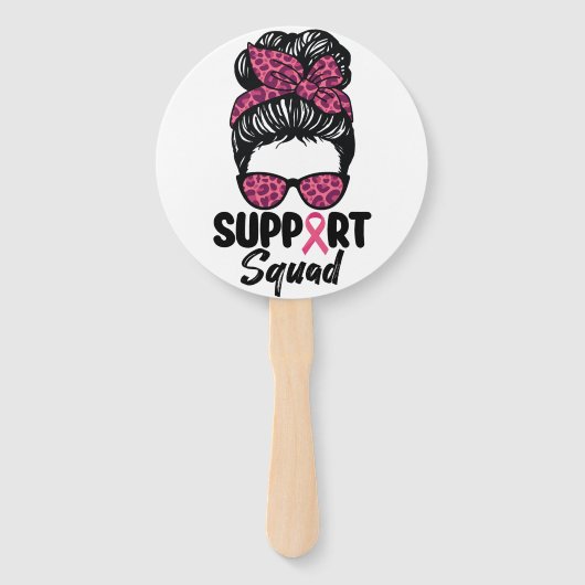 Support Squad Messy Bun Pink Warrior Breast Cancer Handwaaier (Voorkant)