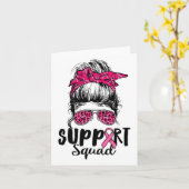 Support Squad Messy Bun Pink Warrior Breast Cancer Kaart (Gele Bloem)