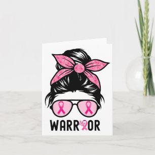 Support Squad Messy Bun Pink Warrior Breast Cancer Kaart