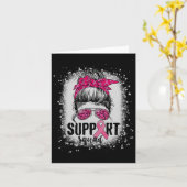 Support Squad Messy Bun Pink Warrior Breast Cancer Kaart (Gele Bloem)