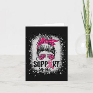 Support Squad Messy Bun Pink Warrior Breast Cancer Kaart