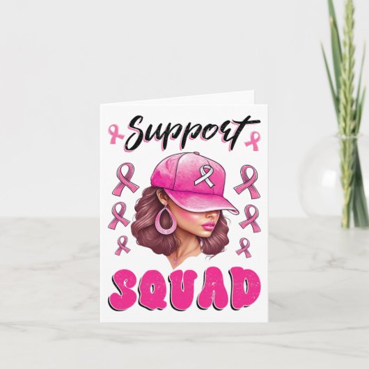 Support Squad Messy Bun Pink Warrior Breast Cancer Kaart (Voorkant)