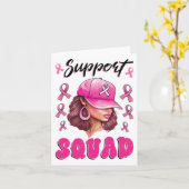 Support Squad Messy Bun Pink Warrior Breast Cancer Kaart (Gele Bloem)