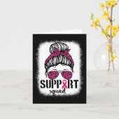 Support Squad Messy Bun Pink Warrior Breast Cancer Kaart (Gele Bloem)