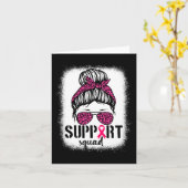 Support Squad Messy Bun Pink Warrior Breast Cancer Kaart (Gele Bloem)