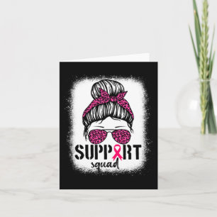 Support Squad Messy Bun Pink Warrior Breast Cancer Kaart