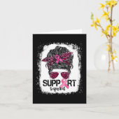 Support Squad Messy Bun Pink Warrior Breast Cancer Kaart (Gele Bloem)