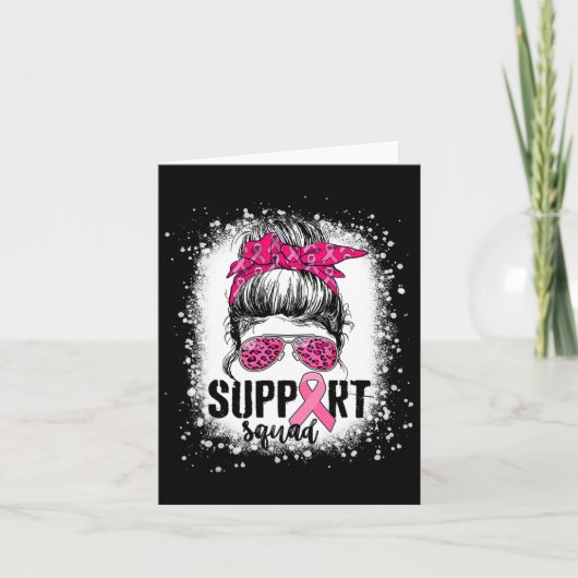 Support Squad Messy Bun Pink Warrior Breast Cancer Kaart (Voorkant)