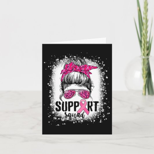 Support Squad Messy Bun Pink Warrior Breast Cancer Kaart (Voorkant)