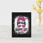 Support Squad Messy Bun Pink Warrior Breast Cancer Kaart (Gele Bloem)
