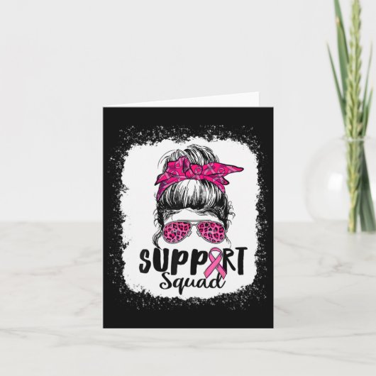 Support Squad Messy Bun Pink Warrior Breast Cancer Kaart (Voorkant)