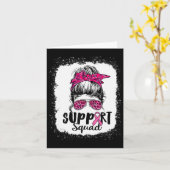 Support Squad Messy Bun Pink Warrior Breast Cancer Kaart (Gele Bloem)