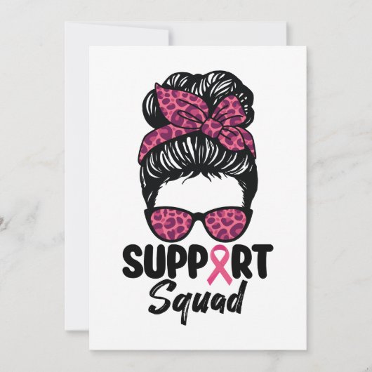 Support Squad Messy Bun Pink Warrior Breast Cancer Kaart (Voorkant)