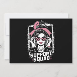 Support Squad Messy Bun Pink Warrior Breast Cancer Kaart