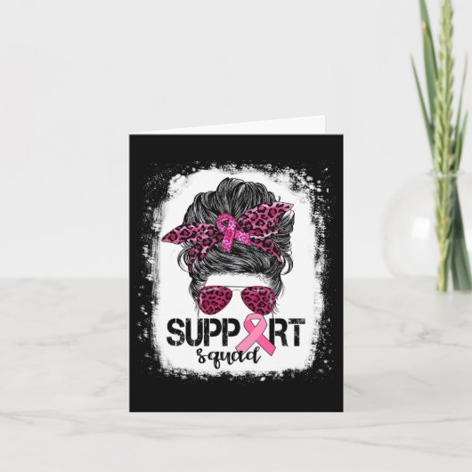 Support Squad Messy Bun Pink Warrior Breast Cancer Kaart (Voorkant)