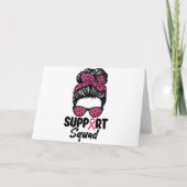 Support Squad Messy Bun Pink Warrior Breast Cancer Kaart (Voorkant)