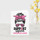 Support Squad Messy Bun Pink Warrior Breast Cancer Kaart (Gele Bloem)