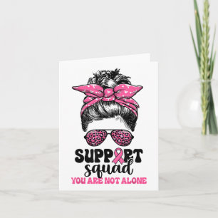 Support Squad Messy Bun Pink Warrior Breast Cancer Kaart